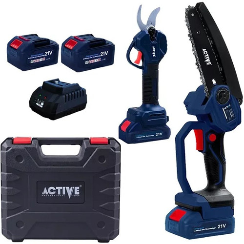 ست 2 عددی اره زنجیری و قیچی شارژی 21 ولت براشلس اکتیو مدل AC-3218BL