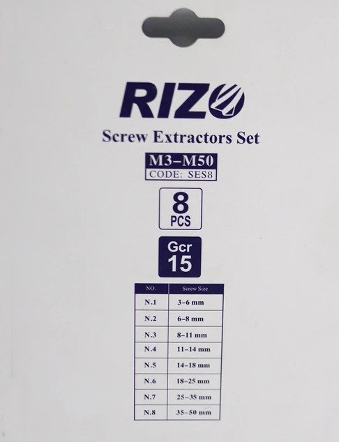 ست قلاویز دستی چپ گرد 8 عددی M3-M18 ریزو کد SES5